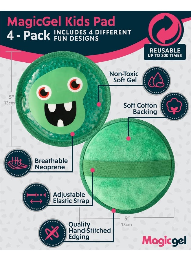 Magic Gel Cooling Pads for Children - 4 Small Ice Packs Monster with Elastic Band - Image 3